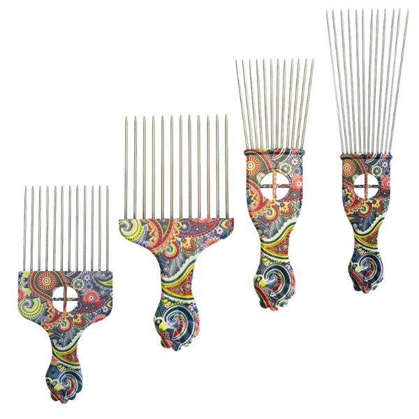 

hair brushes 4pcs haircut styling comb oil head fist pick steel needle, Silver