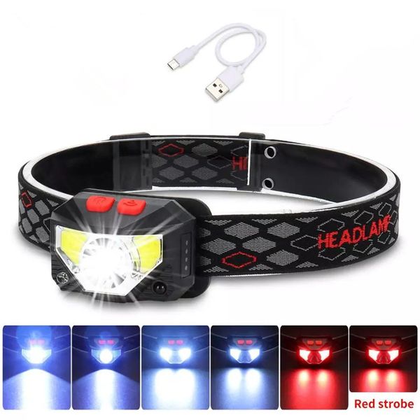 

headlamp super bright 6000lms led rechargeable body motion sensor headlight camping head light torch lamp with usb 48 x2