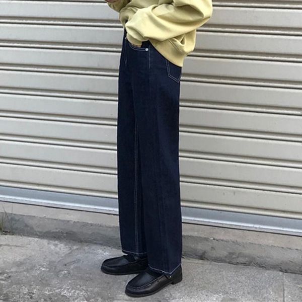 

women's jeans women vintage stylish chic fall fashion simple retro girls denim dad trousers harajuku bf style female bottom, Blue