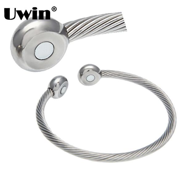 

link, chain uwin fashion steel stainless health bracelets & bangles men magnet bracelet jewelry drop, Black