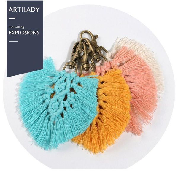 

tassel keychains for women boho key holder keyring macrame bag charm car hanging jewelry gift for jllenl
