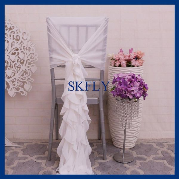 

chair covers ch099g wholesale 2021 ruffled blush pink champagne white curly willow chiffon cover
