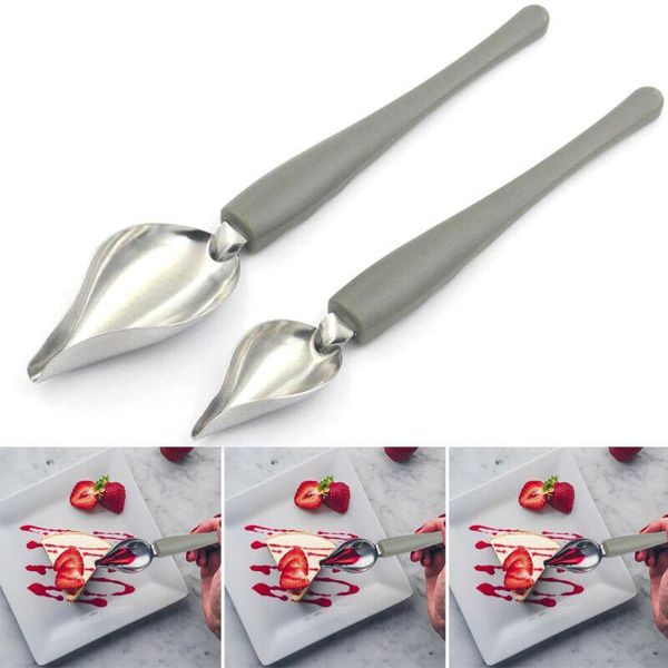 

spoons stainless steel plate dish sauce painting spoon dessert decoration coffee art draw tools