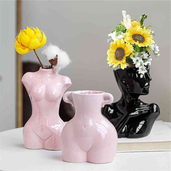 

fashion ceramics vase body art female styling half length modern statue art flower decoration wholesale