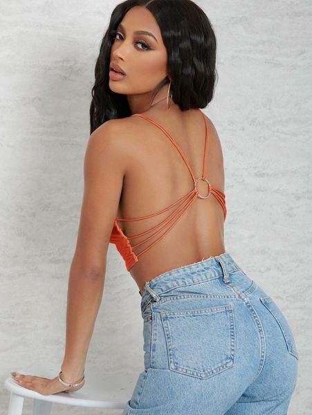 

o-ring strappy back cowl halter z6mq#, White