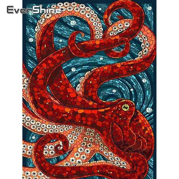 EverShine Stickerei Tiere 5D Malerei Octopus Kreuzstich Diamant Mosaik Bild von Strass Wand Dekor