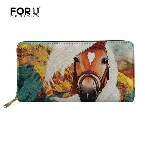 

wallets forudesigns 3d horse wallet female purse holders cellphone pocket pu leather women money bag clutch, Red;black