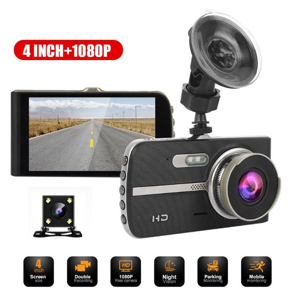 

car rear view cameras& parking sensors universal 1080p hd 4 inch driving recorder ips screen gravity sensor dash cam night vision monitor ca