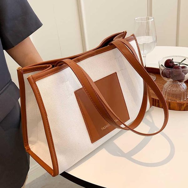 

evening bags [eam] women brown canvas large capacity tote bag personality all-match crossbody shoulder fashion tide 2021 18a3890