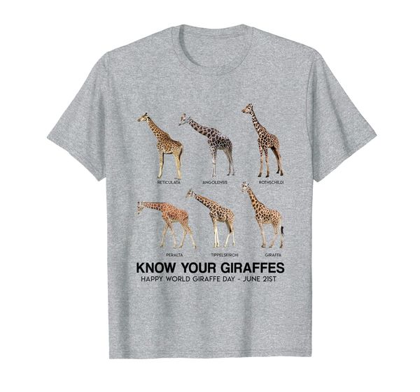 

know your giraffes happy world giraffe day t-shirt, White;black