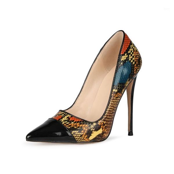

dress shoes snake pattern high heels spring and summer fashion ladies pointed stiletto party 34-46, Black