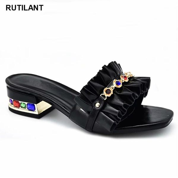 

dress shoes ladies slippers fashionable 2021 slipper casual women sandals elegant nigerian pumps shoe for party high quality, Black