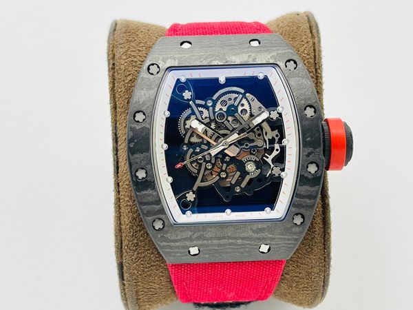 

rms v2 upgraded mechanical watch rm055 with swiss standard movement ntpt carbon fiber case sapphire glass mirror canvas strap waterproof, Slivery;golden