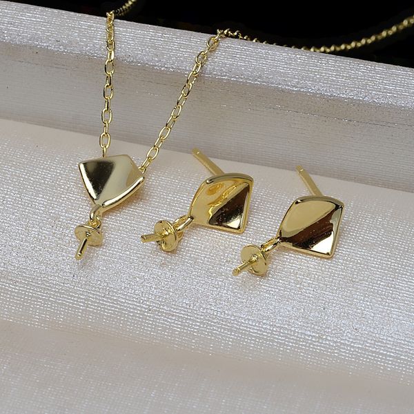 

s925 chain smooth diamond earrings personality necklace women's set pearl diy accessories empty silver support 3280