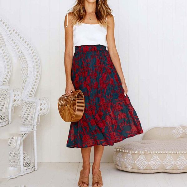 

skirts 2021 summer pleated skirt women a line chiffon female dots high waist maxi ladies elegant for, Black