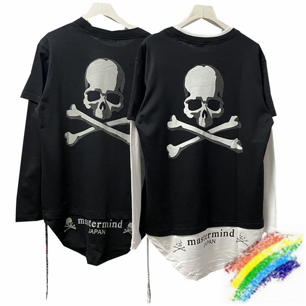 

2021 new double sleeves mastermind japan t-shirts men women 1:1 black white long sleeve back bone jfzz