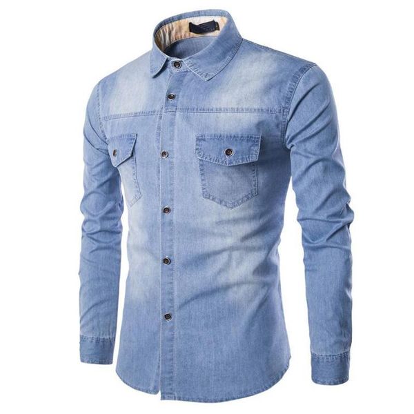 

men's casual shirts men denim shirt mens spring autumn cotton slim fit long sleeve jeans camisa social masculina plus size 6xl, White;black