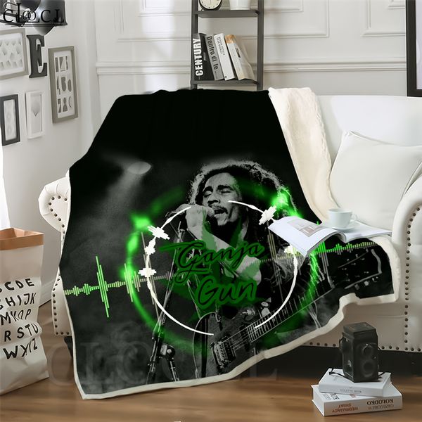 

cloocl new reggae singer bob marley 3d print harajuku air conditioning blanket sofa teens bedding throw blanket plush quilt