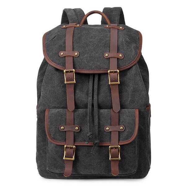 

backpack rucksack men outdoor canvas lapbag 15 inches hiking camping retro style backpacks