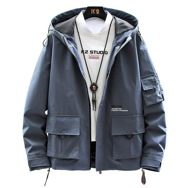 

spring men hooded jacket male clothes streetwear overalls coat bomber jackets black casual 4xl man outwear, Black;brown