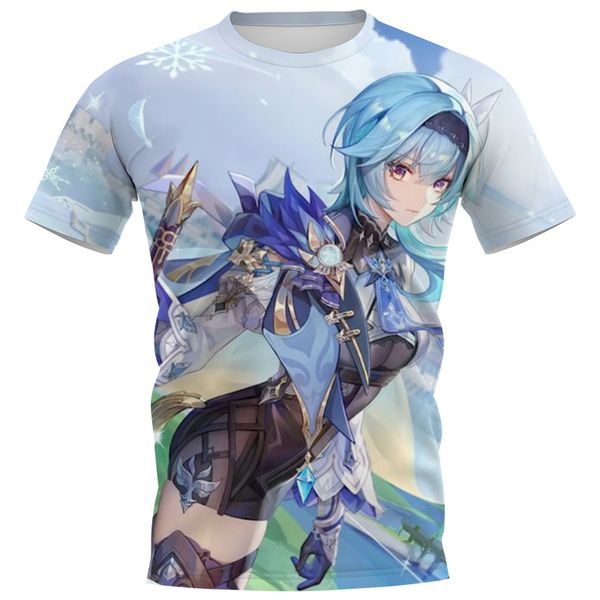 

cloocl game genshin impact mens t-shirts short sleeve men clothing harajuku t shirts 3d print shirt, White;black