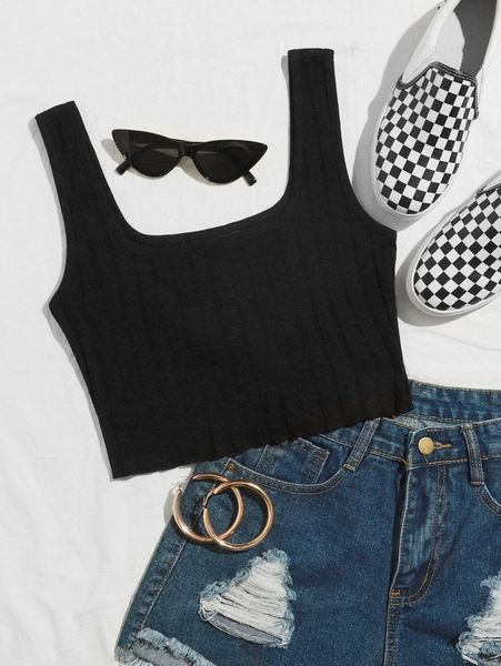 

rib-knit crop tank p5so#, White