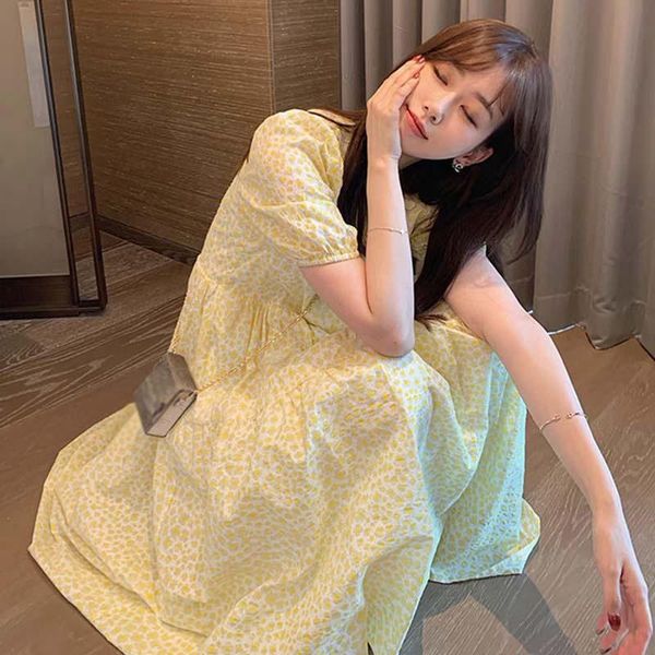 

casual dresses 2021 novo vestido floral feminino design sentido moda primeiro amor saia, Black;gray