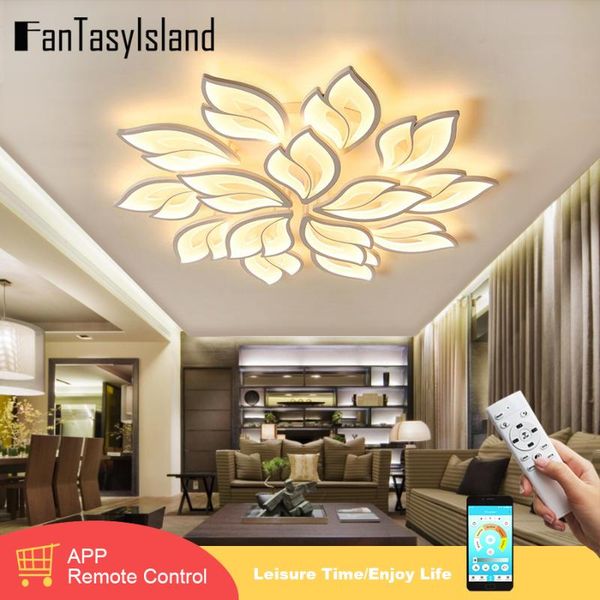 

ceiling lights creative acrylic leaves led for living room bedroom with remote control/app support home design lighting fixture
