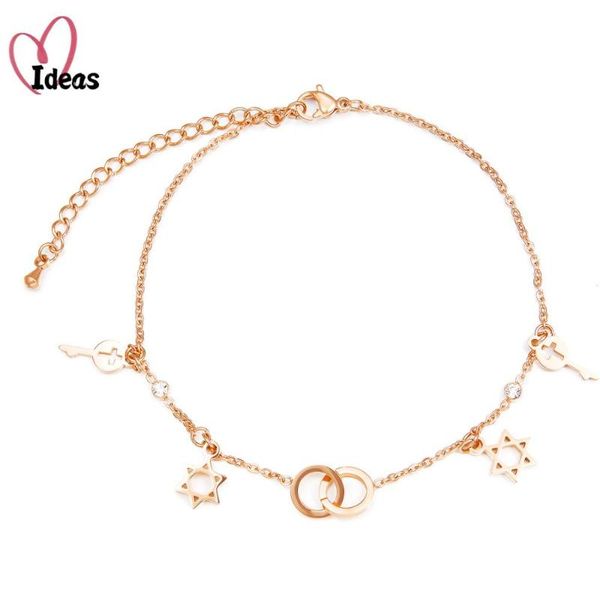 

anklets arrival key&star&double circle anklet for women cz ankle bracelet leg chain love beach foot jewelry, Red;blue