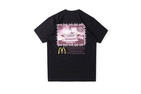

2021 new travis scott cactus jack burger fries action figure floral tee fashion streetwear astroworld t-shirts b1ro, White