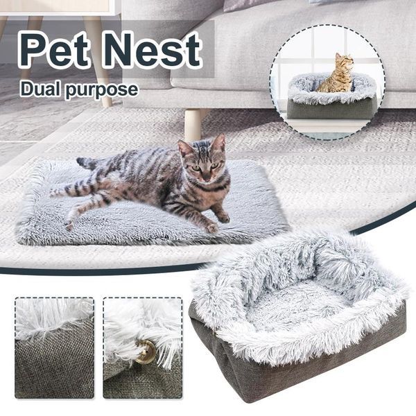 

cat litter colorful two-in-one cat litter bed plush pet mattress dogs soft nest kennel colorful two-in-one