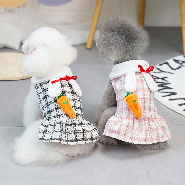 

classic plaid two legged dog cloth woolen woven skirt thickened warm pet