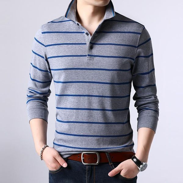 

men's t-shirts mens t shirts fashion 2021 autumn t-shirt cotton middle-aged and young thin section lapel long sleeve shirt men, White;black