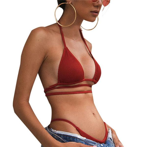 

women's swimwear 2 piece swimsuits halter tie up bra high waist thong bikini swimming bathing suits maillot de bain, White;black