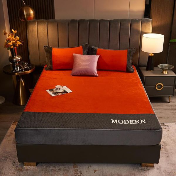 

sheets & sets winter thick warm flannel bedspread elastic band mattress cover two-color bed fitted sheet 200x230cm home textiles