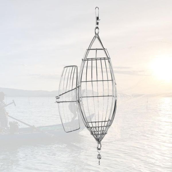 

fishing accessories stainless steel olive shape bait lure cage trap basket