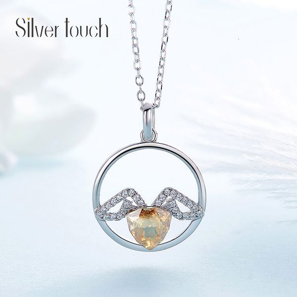 

necklace style 925 sterling silver geometric crystal pendant for women