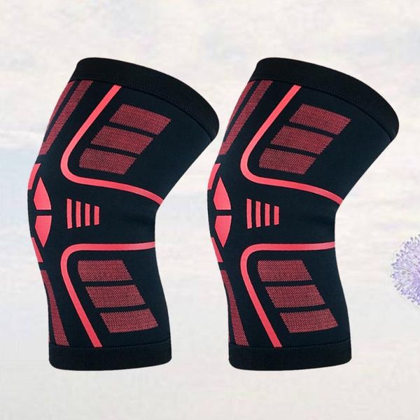 

2 pcs sports knee brace protective gear support silicone stripe anti-skid knee pads breathable pression protector sleeve fo, Black;gray