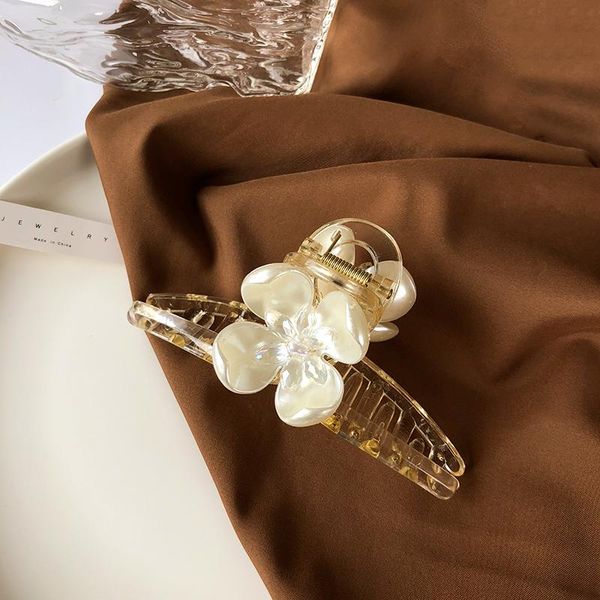 

hair clips & barrettes fashion resin flower clip big hairpin barrette women girls trend elegant hairclip head wear, Golden;silver