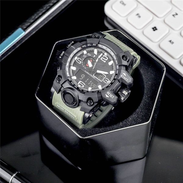 

new fashion mens sports watches g style outdoor quartz wrist shock watch led digital clock gift with original box montre homme, Slivery;brown