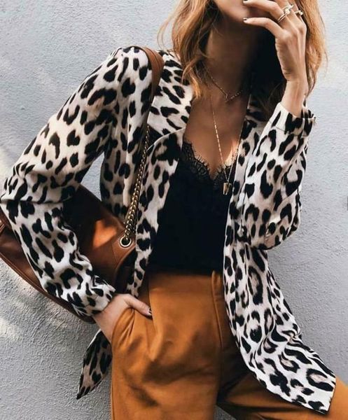 

women herfst luipaard print trui vest jas long mouwen, Black;brown