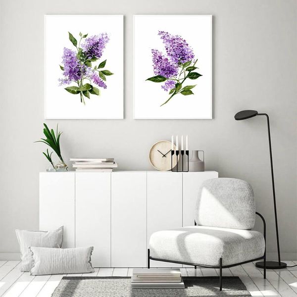 

paintings violet lilac poster and print abstract purple botanical wall art nordic style canvas painting picture for living room home decor