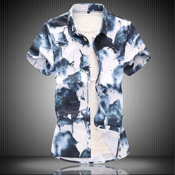 

new fashion 9 style design short sleeve casual shirt men's print beach blouse 2021 summer clothing plus asian size m-xxxl 4xl 5xl pl0v, White;black