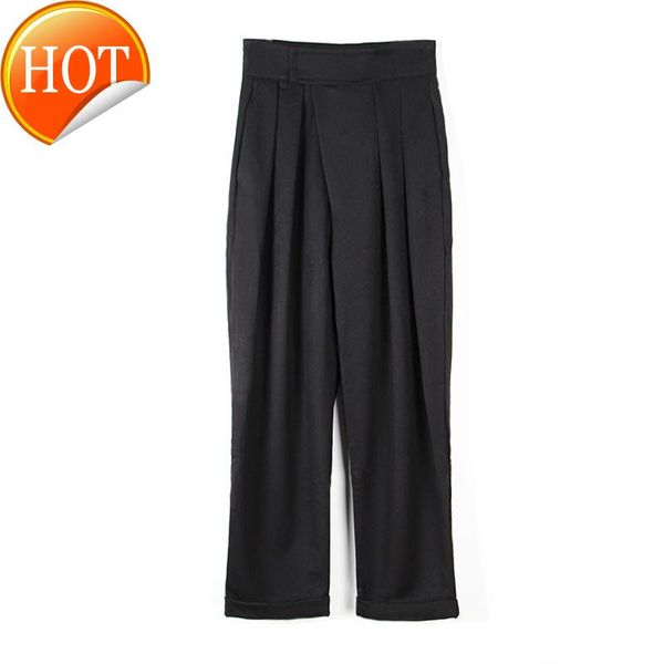 

women's pants & capris loose women high waist oversize heavy weight autumn winter cuffed casual 2021, Black;white