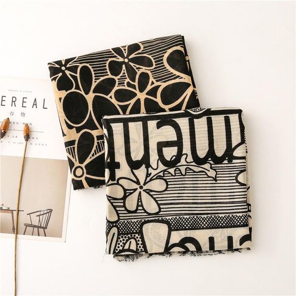 

scarves scarf female korean version spring and summer printing cotton linen gauze towel travel decoration beach sunscreen shawls, Blue;gray