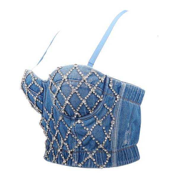 

women's tanks & camis pyjtrl luxury women's sweater brim frizzy performance clothes stage singers midriff-baring party dance jerse, White