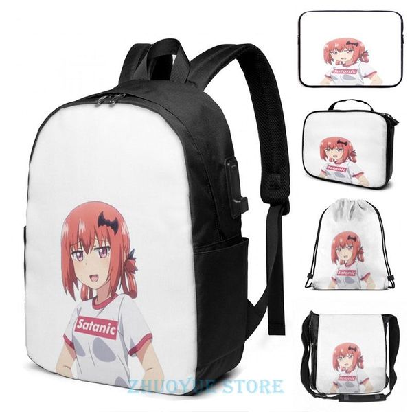 

backpack funny graphic print satania knockoff hypebeast usb charge men school bags women bag travel laptop