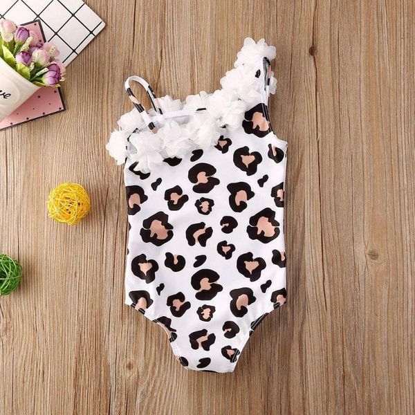 

pretty girls summer lovely swimsuits swimwear ruffled lace floral leopard sunflower print beach holiday one-shoulder beachwear, Black