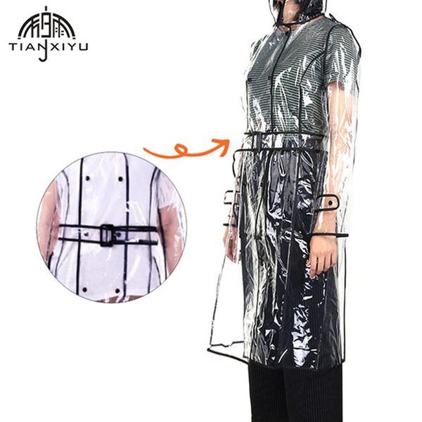 

raincoats fashion eva transparent black edge raincoat with belt long for women waterproof jacket windbreaker rain poncho outdoors