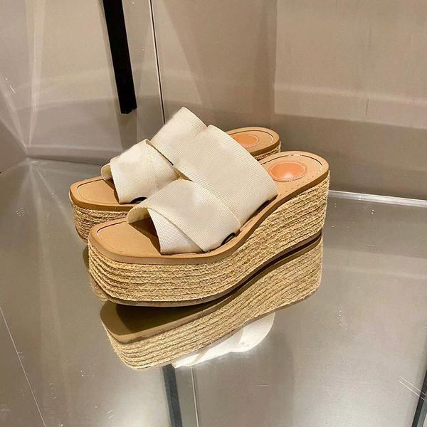 

slippers 2021 wedges high heel gladiator sandalias platform shoes woman sandals slip on slides vocation muller for women, Black